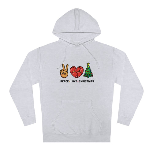 Peace / Love / Christmas (Holiday Lights on Back) - Unisex Hooded Sweatshirt