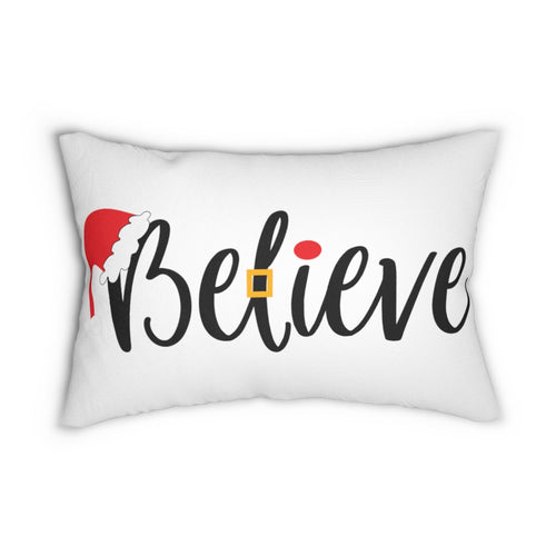 Believe Holiday Spun Polyester Lumbar Pillow