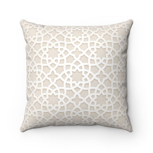 Beige & White Patterned Pillow Base - Spun Polyester Square Pillow