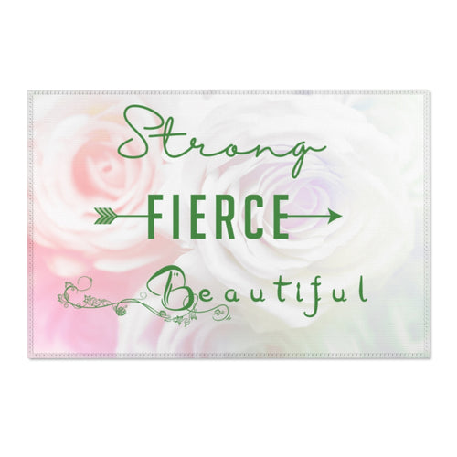 Strong-Fierce-Beautiful-White Roses - Area Rugs - Various Sizes